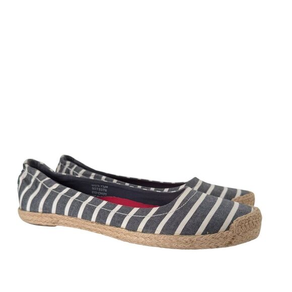 Sperry Top Sider Espadrille Navy White Stripe Ballet Flat - Picture 2 of 7